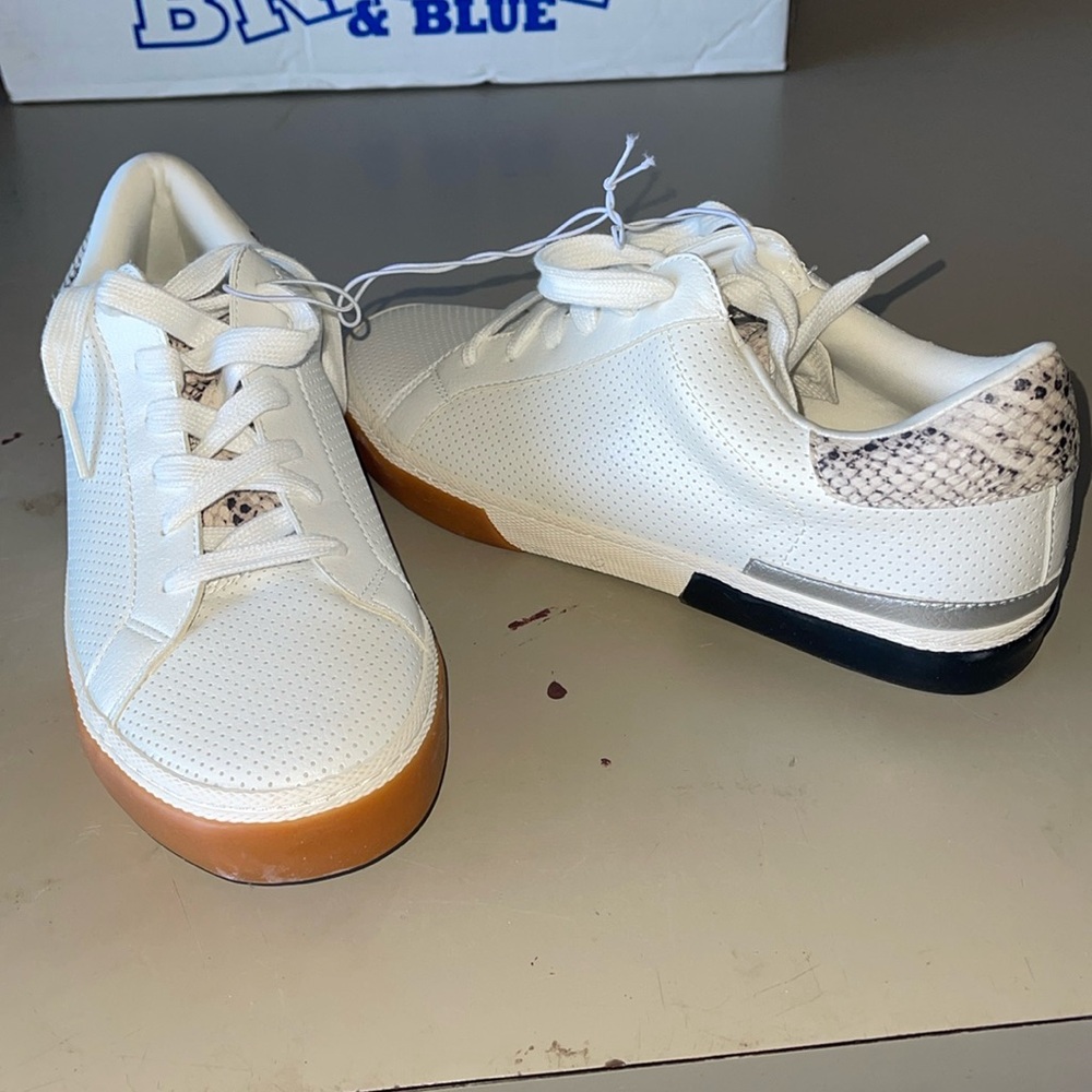 A New Day White Sneakers with Snakeskin Accent